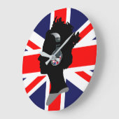 UNION JACK EN QUEEN ELIZABETH MET HOOFDTELEFOONS GROTE KLOK (Hoek)