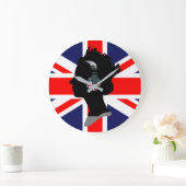 UNION JACK EN QUEEN ELIZABETH MET HOOFDTELEFOONS GROTE KLOK (Huis)