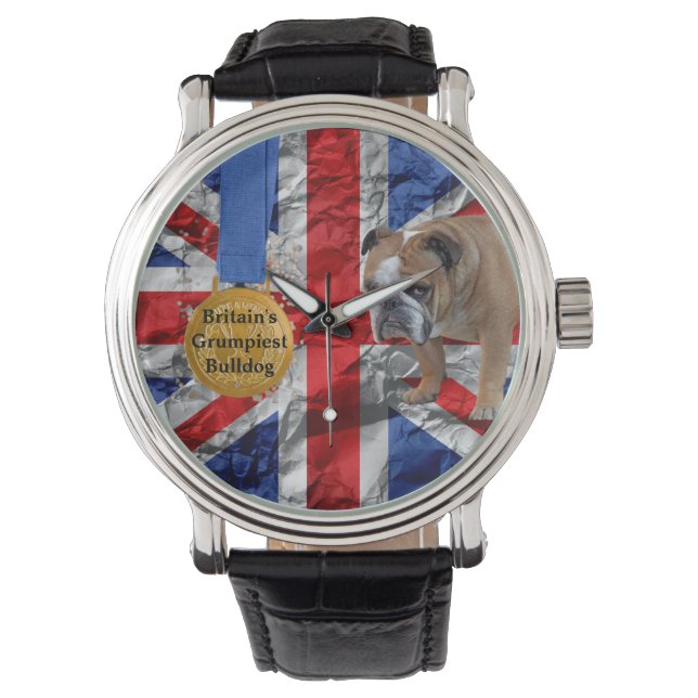Union Jack Engelse Bulldog horloge (Voorkant)