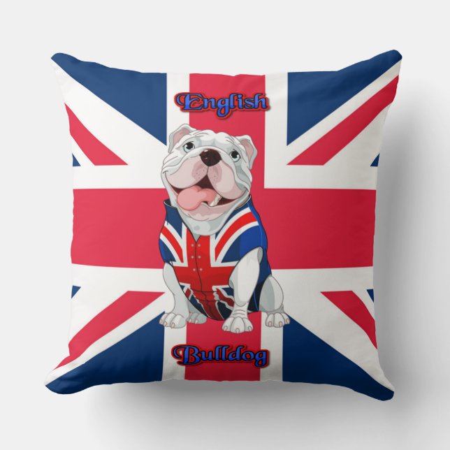 Union Jack English Bulldog Kussen (Voorkant)