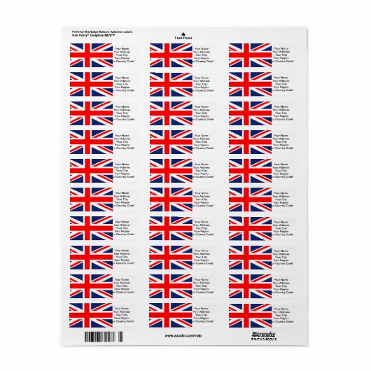 Union Jack Etiket (Full Sheet)