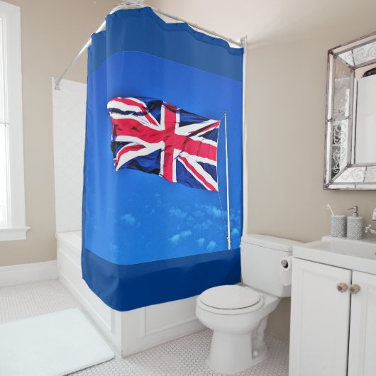 Union Jack Faux Shower Curtain Douchegordijn (In situ)