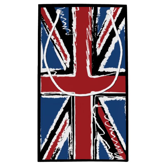 Union Jack Flag Abstract Scribble Klein Cadeauzakje (Achterkant)