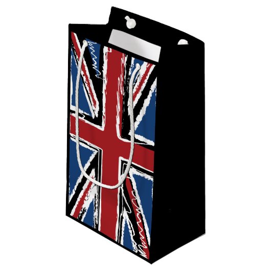 Union Jack Flag Abstract Scribble Klein Cadeauzakje (Voorkant Gekanteld)