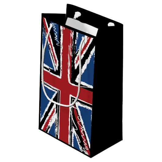 Union Jack Flag Abstract Scribble Klein Cadeauzakje (Achterkant Gekanteld)