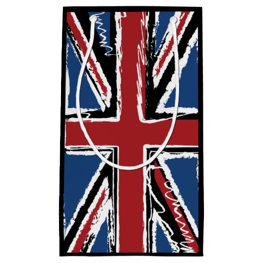 Union Jack Flag Abstract Scribble Klein Cadeauzakje (Voorkant)