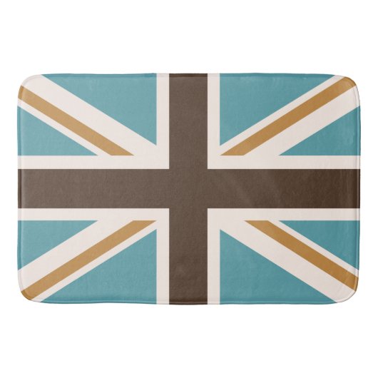 Union Jack/Flag Blauwgroen Bruin Goud Cream Badmat (Voorkant)