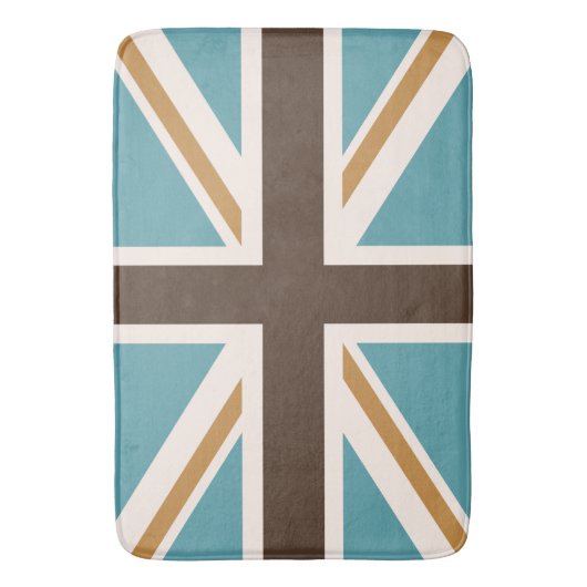 Union Jack/Flag Blauwgroen Bruin Goud Cream Badmat (Voorkant Verticaal)
