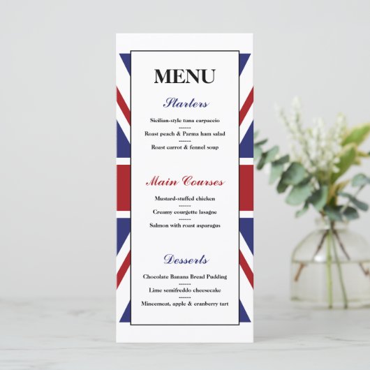 Union Jack Flag British Wedding Menu (Staand voorkant)