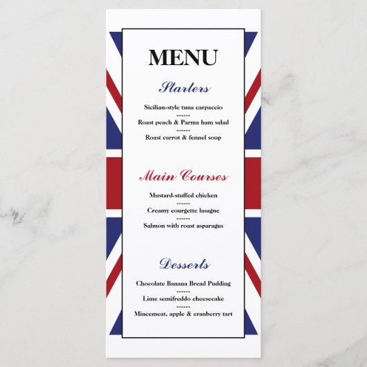 Union Jack Flag British Wedding Menu (Voorkant)