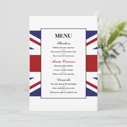 Union Jack Flag British Wedding Menu (Staand voorkant)