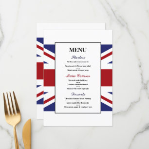 Union Jack Flag British Wedding Menu