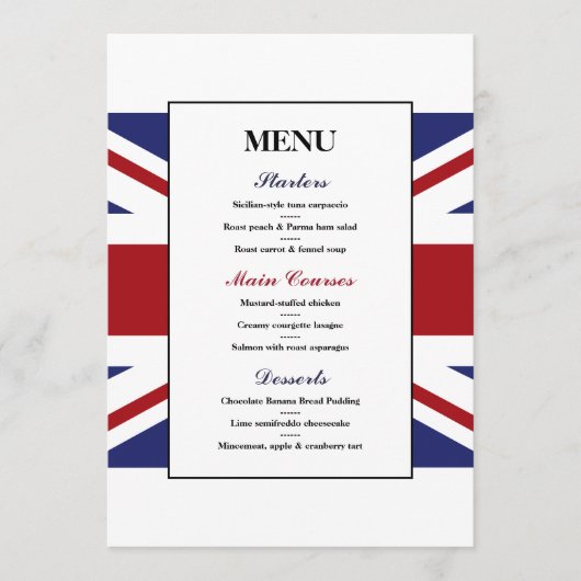 Union Jack Flag British Wedding Menu (Voorkant)