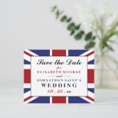 Union Jack Flag British Wedding Save the Date Aankondigingskaart (Staand voorkant)