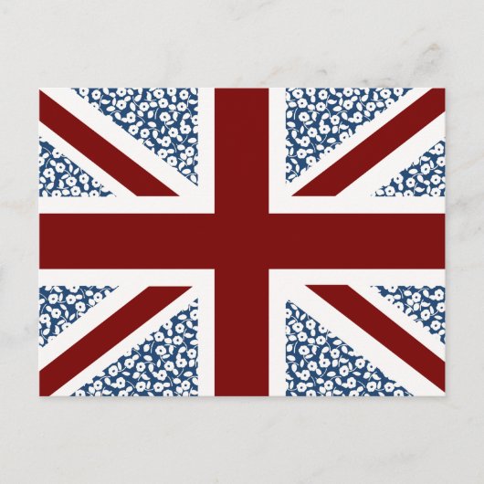 Union Jack Flag Calico Floral Pattern Briefkaart (Voorkant)