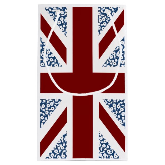 Union Jack Flag Calico Floral Pattern Klein Cadeauzakje (Achterkant)