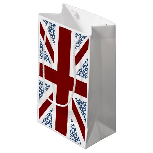 Union Jack Flag Calico Floral Pattern Klein Cadeauzakje (Voorkant Gekanteld)