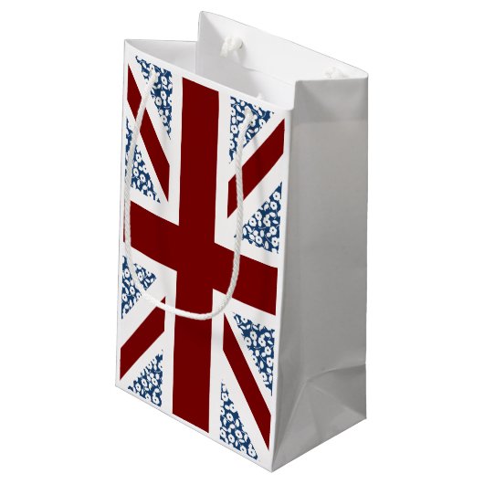 Union Jack Flag Calico Floral Pattern Klein Cadeauzakje (Achterkant Gekanteld)