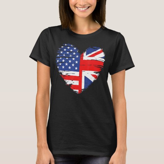 Union Jack Flag Engeland en Amerikaanse vlag voor  T-shirt (Voorkant)