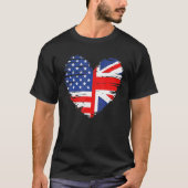 Union Jack Flag England and American Flag for Brit T-shirt (Voorkant)