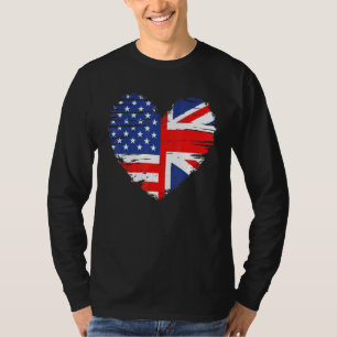 Union Jack Flag England and American Flag for Brit T-shirt
