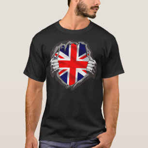 Union Jack Flag England Great Britain Chest Design T-shirt