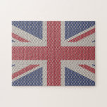 Union Jack Flag Fishnet Pattern Jigzaag Puzzle Legpuzzel<br><div class="desc">Vangnetpatroon van de vlag van de Unie met een huideffect-achtergrondpuzzel</div>