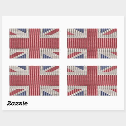 Union Jack Flag Fishnet Pattern Rechthoekige Sticker (Vel)