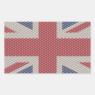 Union Jack Flag Fishnet Pattern Rechthoekige Sticker