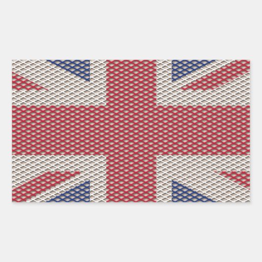 Union Jack Flag Fishnet Pattern Rechthoekige Sticker (Voorkant)