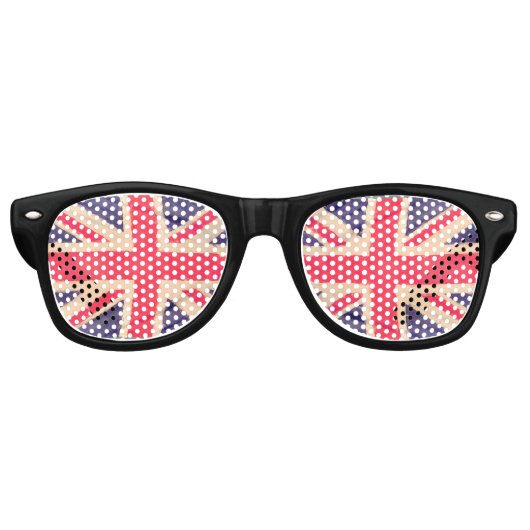 UNION JACK FLAG grunge + jouw idee Retro Zonnebril (Voorkant)