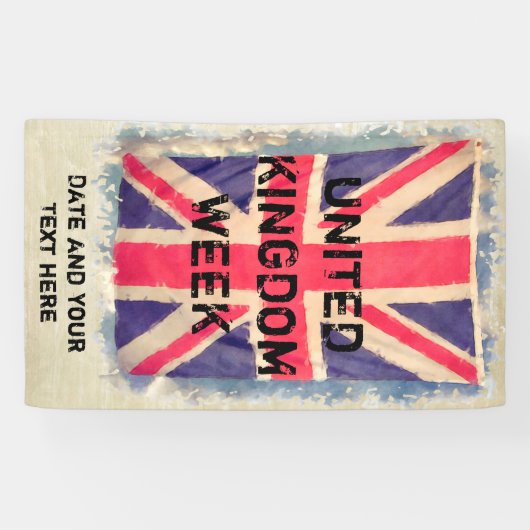 UNION JACK FLAG grunge + jouw idee Spandoek (Horizontaal)