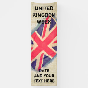 UNION JACK FLAG grunge + jouw idee Spandoek
