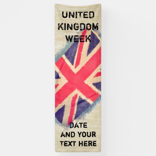 UNION JACK FLAG grunge + jouw idee Spandoek (Verticaal)