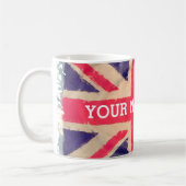 UNION JACK FLAG grunge + jouw tekst Koffiemok (Links)