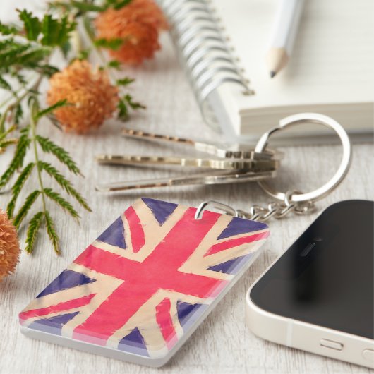UNION JACK FLAG grunge Sleutelhanger (Voorkant Rechts)