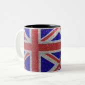 Union Jack Flag London British Glitter Home Kantoo Tweekleurige Koffiemok (Voorkant links)