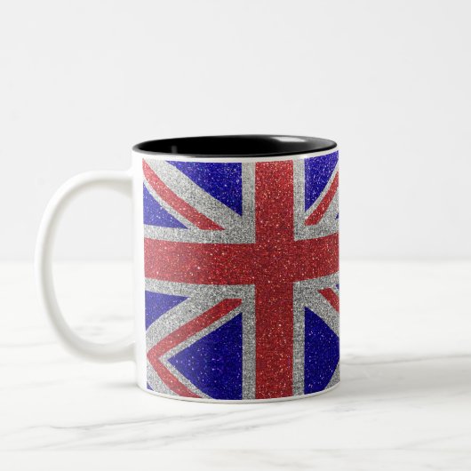 Union Jack Flag London British Glitter Home Kantoo Tweekleurige Koffiemok (Links)