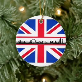 Union Jack Flag London Eye Kerstversier Keramisch Ornament