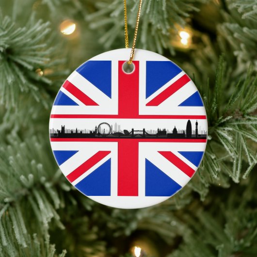 Union Jack Flag London Eye Kerstversier Keramisch Ornament (Boom)