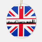 Union Jack Flag London Eye Kerstversier Keramisch Ornament (Links)