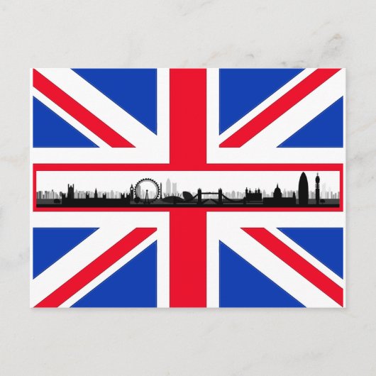Union Jack Flag London Skyline Briefkaart (Voorkant)