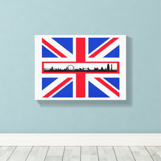 Union Jack Flag London Skyline Canvas (Insitu (Houten vloer))