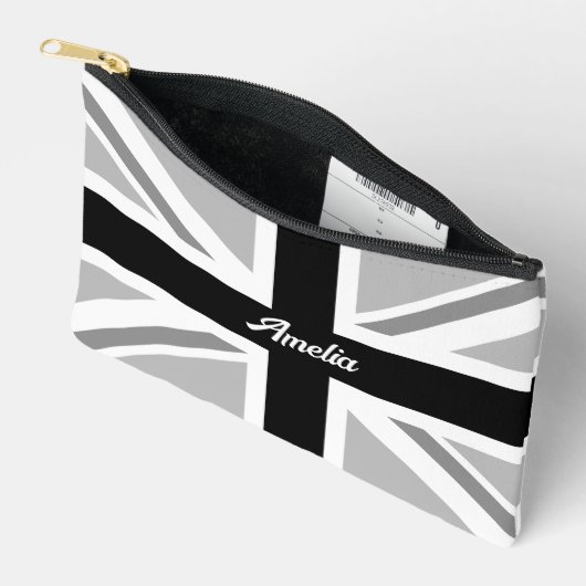 Union Jack/Flag Monochrome (aangepaste naam) Etui (Open)