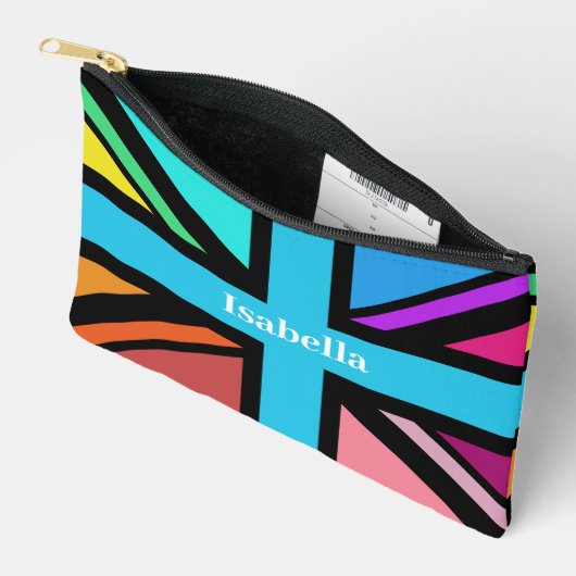 Union Jack/Flag Multicolored+Black (naam) Etui (Open)