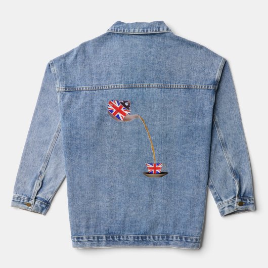 Union Jack Flag of the United Kingdom Teapot and Denim Jacket (Achterkant)