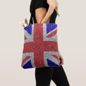 Union Jack Flag of United Kingdom Glitter Tote Bag (Dichtbij)