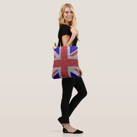Union Jack Flag of United Kingdom Glitter Tote Bag (Op model)
