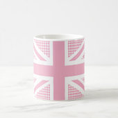 Union Jack Flag Pastel Pink Gingham Pattern Koffiemok (Center)
