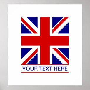 Union Jack Flag Plus Jouw tekst Poster